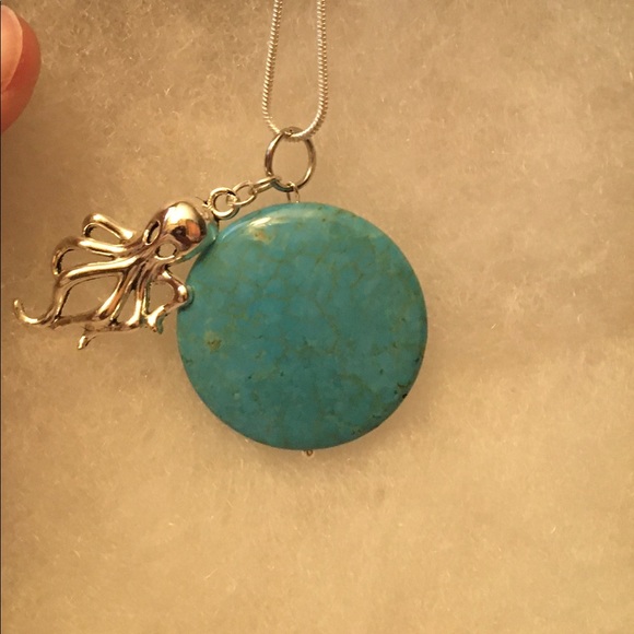 Octopus Necklace w/Turquoise Howlite - Picture 2 of 9
